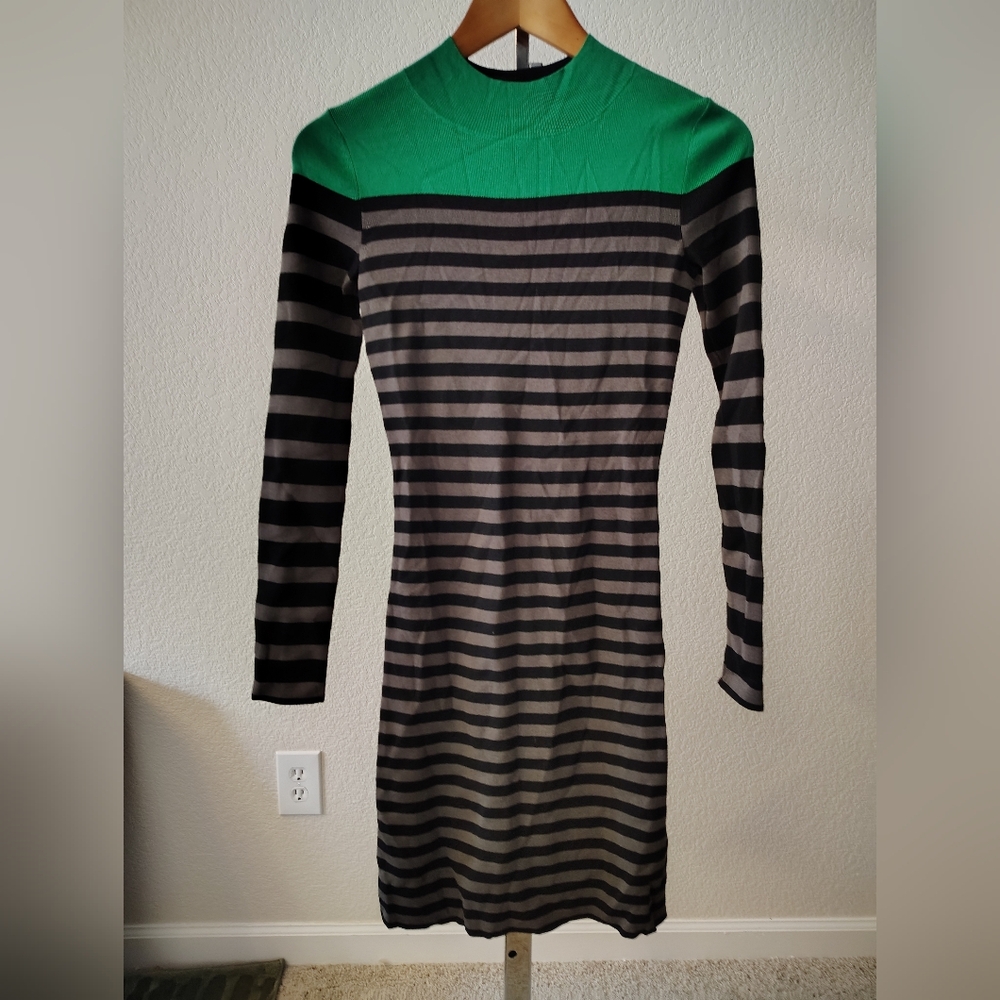 SONIA BY SONIA RYKIEL Striped Mini Dress Bodycon Small Ribbed Texture
